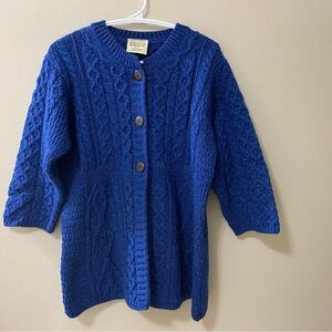 Kilronan Knitwear womens sweater medium Ireland Merino Wool Cable Knit Cardigan